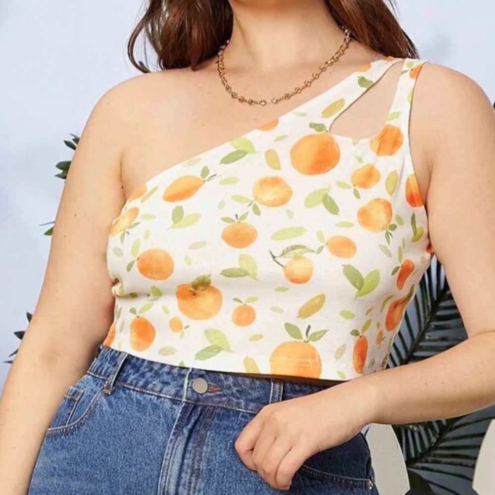 Peach print crop top